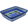 Polish Pottery Rectangular Baker 11&quot; Rooster Row UNIKAT