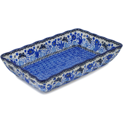 Polish Pottery Rectangular Baker 11&quot; Royal Garden UNIKAT