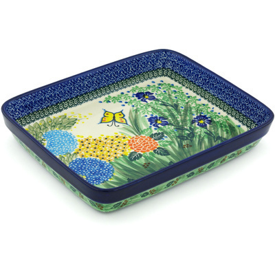 Polish Pottery Rectangular Baker 11&quot; Spring Garden UNIKAT