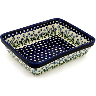 Polish Pottery Rectangular Baker 11" Springing Calendulas