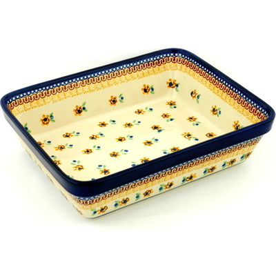Polish Pottery Rectangular Baker 11" Sunshine Kiss