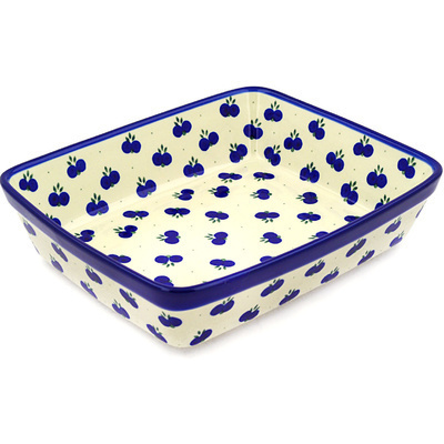 Polish Pottery Rectangular Baker 11" Wild Blueberry