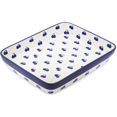 Polish Pottery Rectangular Baker 11" Wild Blueberry
