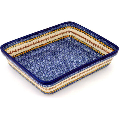 Polish Pottery Rectangular Baker 12" Along The Shore