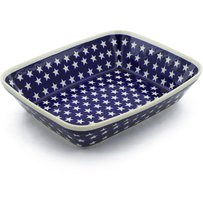 Polish Pottery Rectangular Baker 12&quot; America The Beautiful