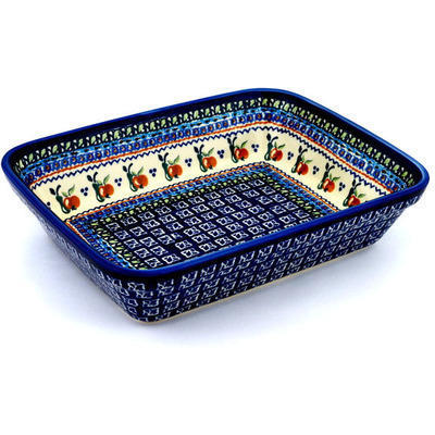 Polish Pottery Rectangular Baker 12" Apple Pears