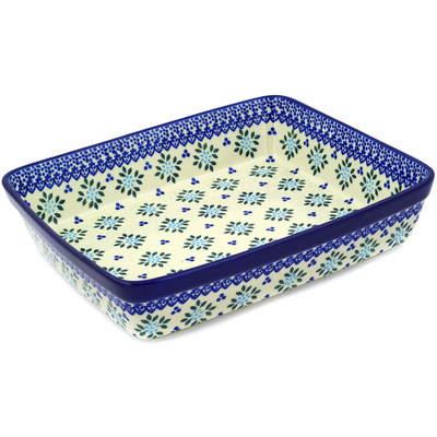 Polish Pottery Rectangular Baker 12&quot; Aster Dots