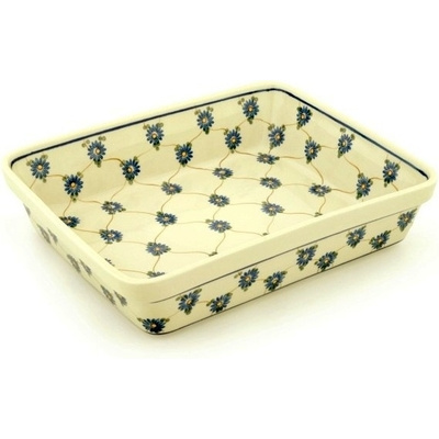Polish Pottery Rectangular Baker 12" Aster Trellis