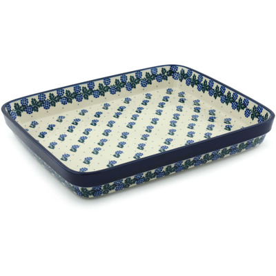Polish Pottery Rectangular Baker 12" Blackberry Delight
