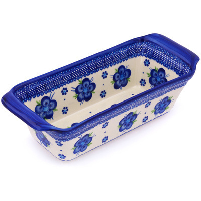Polish Pottery Rectangular Baker 12&quot; Bleu-belle Fleur
