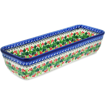 Polish Pottery Rectangular Baker 12" Blooming Rowan