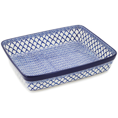 Polish Pottery Rectangular Baker 12" Blue Harmony