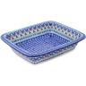 Polish Pottery Rectangular Baker 12&quot; Blue Ice