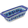 Polish Pottery Rectangular Baker 12&quot; Blue Kiss Blooms