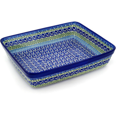 Polish Pottery Rectangular Baker 12&quot; Blue Passion