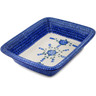 Polish Pottery Rectangular Baker 12" Blue Poppies