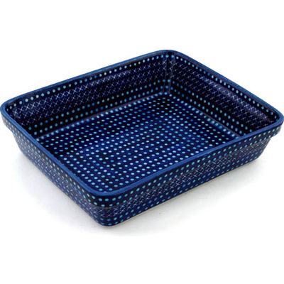 Polish Pottery Rectangular Baker 12&quot; Clear Nights