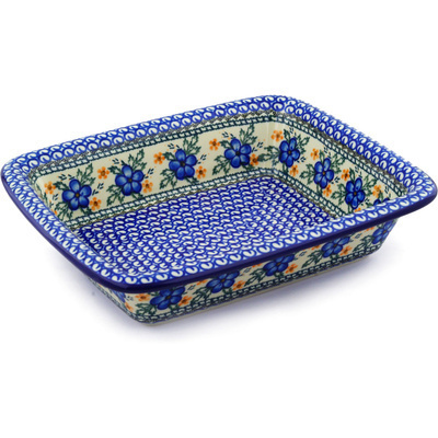 Polish Pottery Rectangular Baker 12&quot; Cobblestone Garden