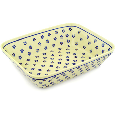 Polish Pottery Rectangular Baker 12" Daisy Dots