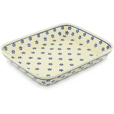 Polish Pottery Rectangular Baker 12" Daisy Dots