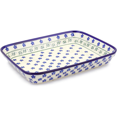 Polish Pottery Rectangular Baker 12" Daisy Field