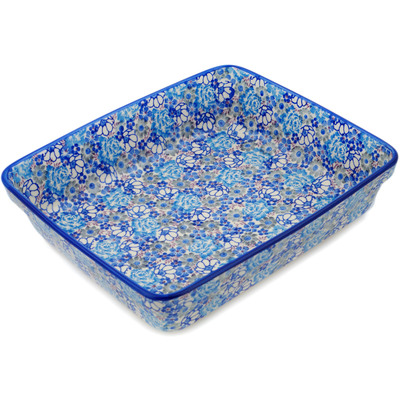 Polish Pottery Rectangular Baker 12&quot; Divine Blues UNIKAT