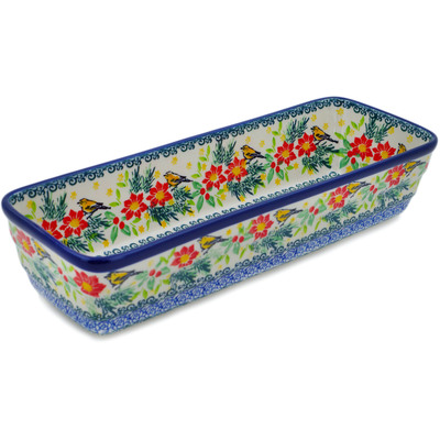 Polish Pottery Rectangular Baker 12&quot; Festive Avian Delight UNIKAT