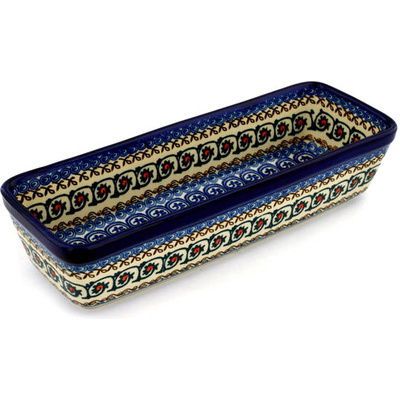 Polish Pottery Rectangular Baker 12" Fiddle Faddle