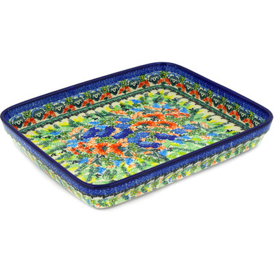 Polish Pottery Rectangular Baker 12&quot; Floral Bounty UNIKAT