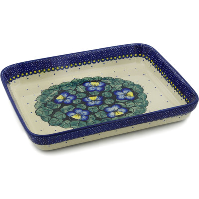 Polish Pottery Rectangular Baker 12&quot; Flower In The Grass UNIKAT