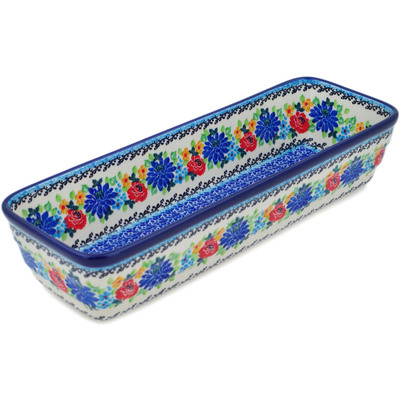 Polish Pottery Rectangular Baker 12&quot; Floweret