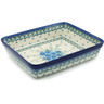 Polish Pottery Rectangular Baker 12&quot; Forget Me Not UNIKAT