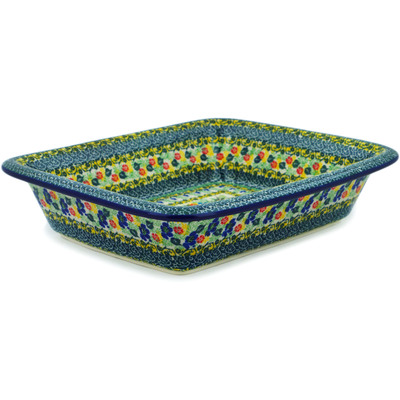 Polish Pottery Rectangular Baker 12&quot; Garden Of Eve UNIKAT
