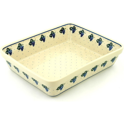 Polish Pottery Rectangular Baker 12&quot; Grape Delight