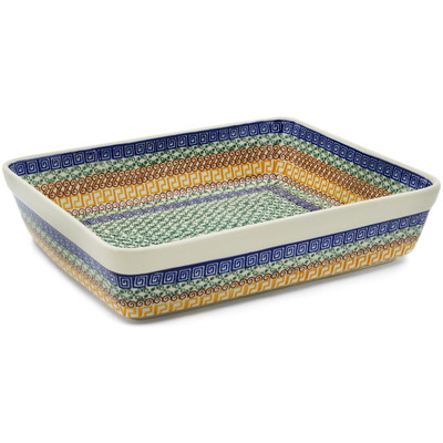 Polish Pottery Rectangular Baker 12" Grecian Sea