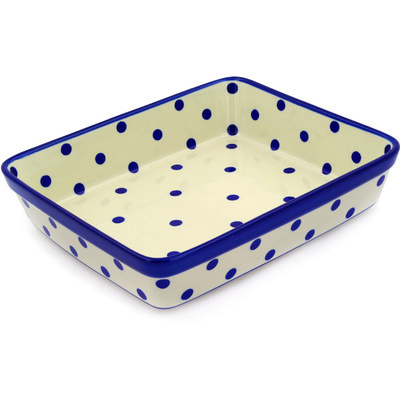 Polish Pottery Rectangular Baker 12" Happy Dots