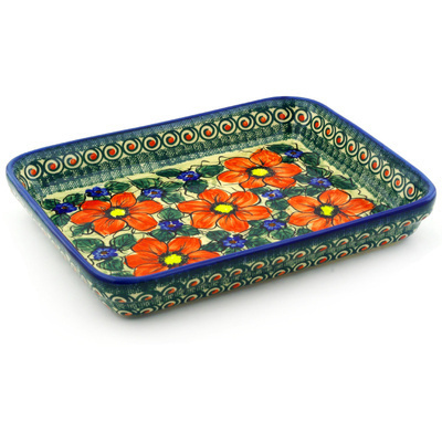 Polish Pottery Rectangular Baker 12&quot; Havana UNIKAT