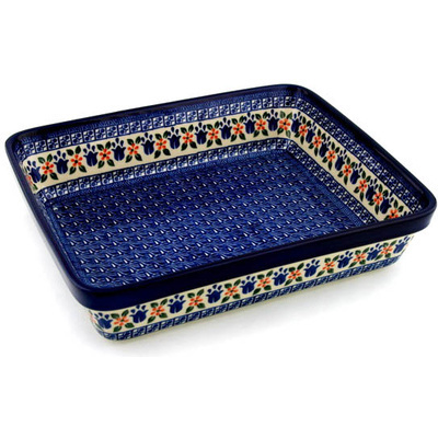 Polish Pottery Rectangular Baker 12" Holland Tulips