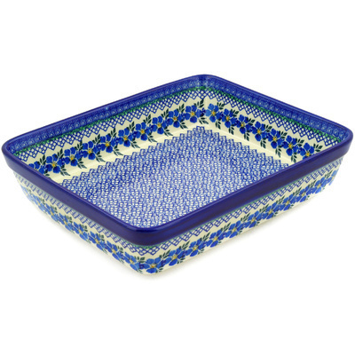 Polish Pottery Rectangular Baker 12" Morning Glory