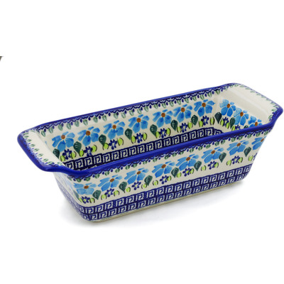 Polish Pottery Rectangular Baker 12" Pansy Morning