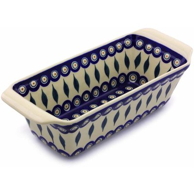 Polish Pottery Rectangular Baker 12" Peacock