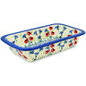 Polish Pottery Rectangular Baker 12&quot; Poppies And Cornflowers UNIKAT
