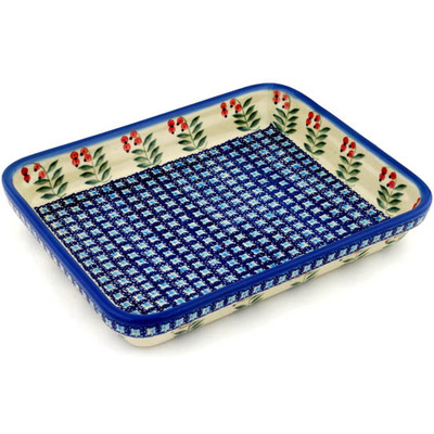 Polish Pottery Rectangular Baker 12" Red Berries