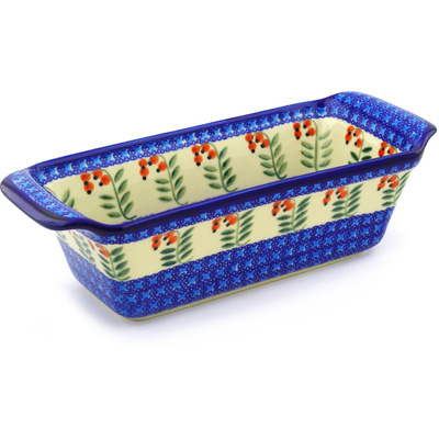 Polish Pottery Rectangular Baker 12" Red Berries