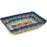 Polish Pottery Rectangular Baker 12&quot; Red Bouquet UNIKAT