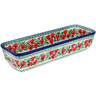 Polish Pottery Rectangular Baker 12&quot; Red Pansy