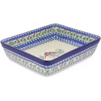 Polish Pottery Rectangular Baker 12&quot; Robin &amp; Wren UNIKAT