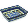 Polish Pottery Rectangular Baker 12&quot; Rooster Row UNIKAT