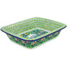 Polish Pottery Rectangular Baker 12&quot; Silver Dove Delight UNIKAT