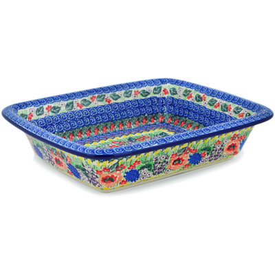 Polish Pottery Rectangular Baker 12" Splendid Meadow UNIKAT